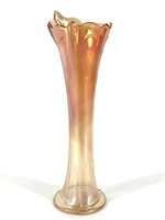 Early Iridescent Orange Swung Glass Vase 12"H