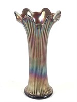Early Ribbed Carnival Swung Glass Vase