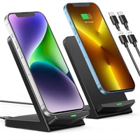 Wireless Charger 2 Packs, Dual-Coil 15W Fast