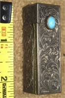 Art Nouveau Chaised Sterling & Turquoise Compact