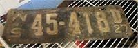 antique Wisconsin license plate 1927