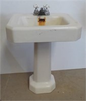Vintage Cast Iron Pedestal Sink & Faucet