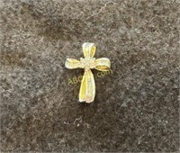 Sterling and Genuine Diamond Cross (2.1 g) Gold