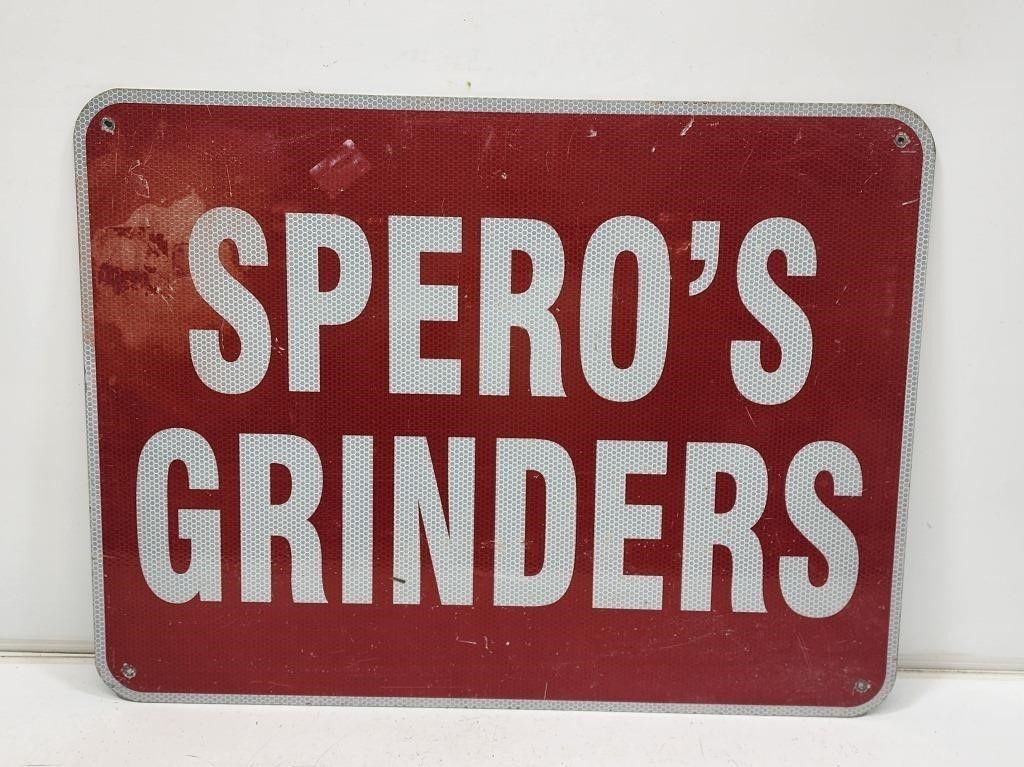 Spero's Grinders Road Sign