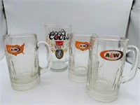 Vintage A&W Mugs and Tall Beer Glass