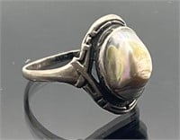 Vintage sterling silver pearl ring