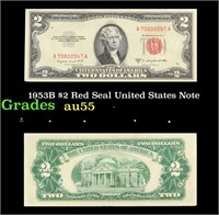 1953B $2 Red Seal United States Note Grades Choice