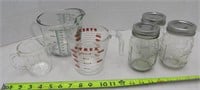 3 Glass Measuring Cups & 3 Ball Jars