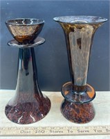 Pair of Glass Thingamajigs (12.5"H). Vase,