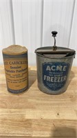 Vintage ice cream freezer, roll of parchment