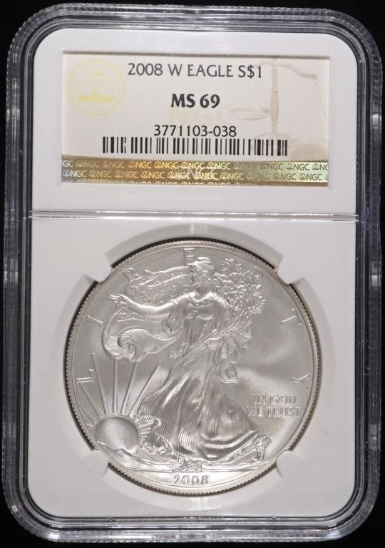 2008-W AMERICAN SILVER EAGLE NGC MS69