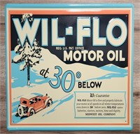 Wil-Flo Motor Oil Embossed Advertising Sign.