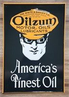 Oilzum Motor Oil Embossed Advertising Sign.