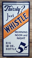 Whistle Soda Embossed Advertising Sign. Measures