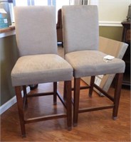 Pair of contemporary upholstered seat bar stools