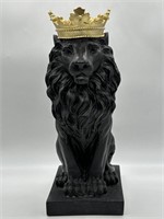 Lion with Gold Crown Resin Statue 14" Tall