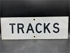 Vintage TRACKS Railroad Crossing Sign 26.5x8.5"
