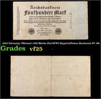 1922 Germany (Weimar) 500 Marks Post-WWI Hyperinfl