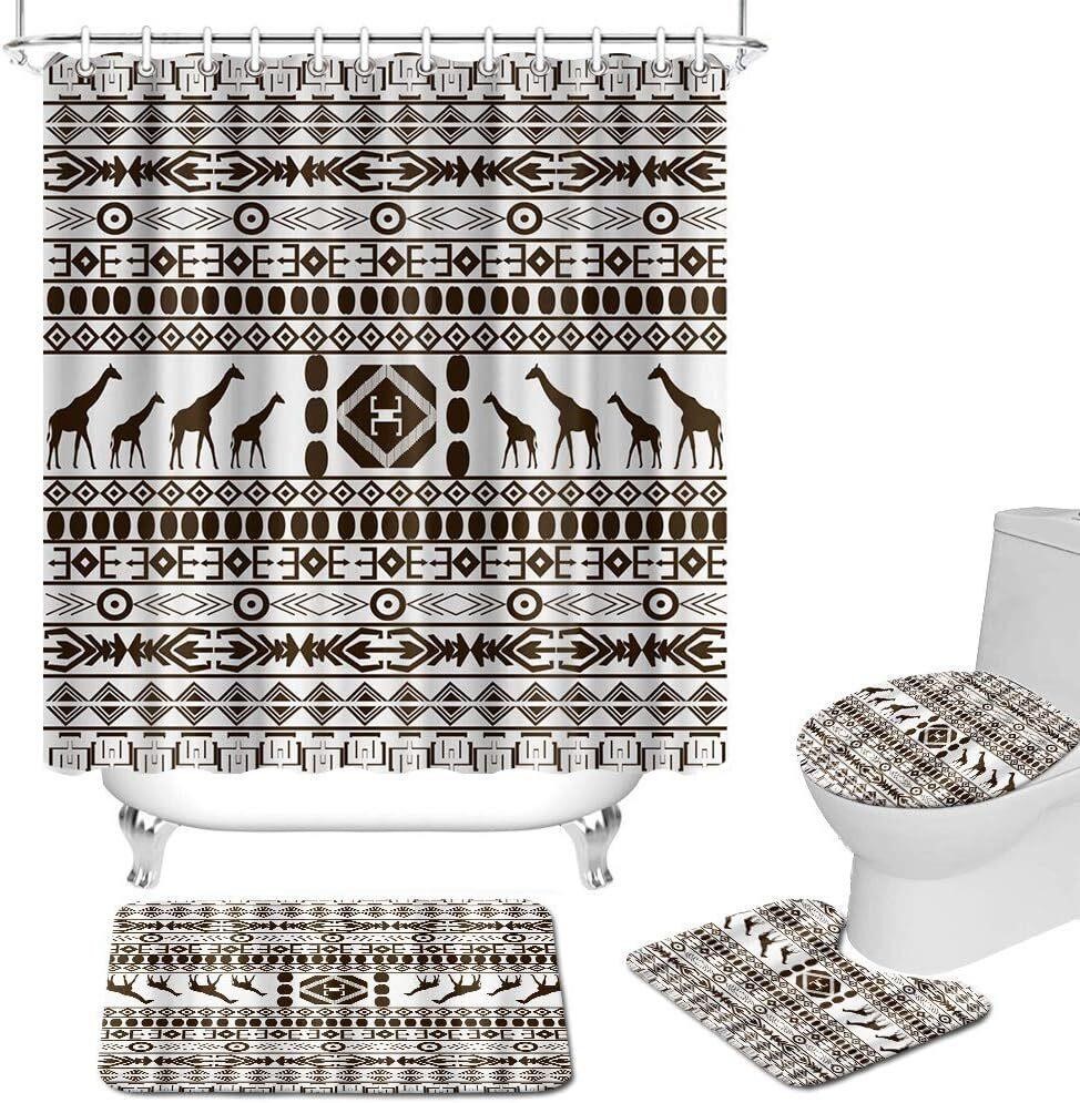 4 Pcs Boho Shower Curtain Set with Accessories