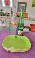 5 Plastic Plates And Pop Bottles