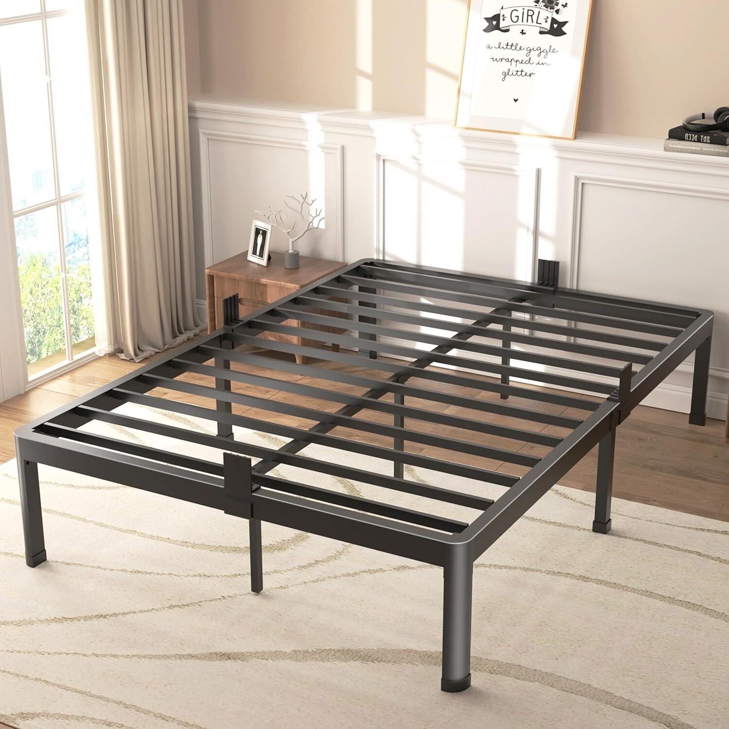 FUIOBYVV King Bed Frame  14 Inch  3500 lbs