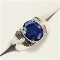 $350 Silver Sapphire(4.15ct) Ring