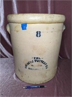 No. 8 Buckeye Pottery Co. Stoneware Cobalt Crock