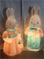 Male and Female Blow Mold Bunnies