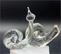 2 Art Glass Snail Paperweights