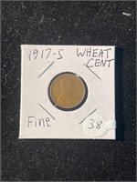 Fine Grade1917-S  Wheat Cent