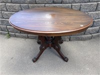 NEAT ANTIQUE WALNUT BASE TABLE 42X30X28 INCHES