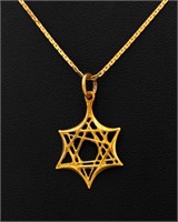 14K Yellow Gold Star of David Pendant Necklace