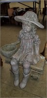 girl sitting on bench 2pc. statue