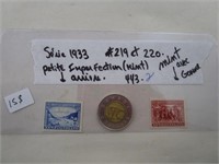 Série 1933  #219 et 229 Mint avec gum, petite