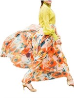 Sz L BOHO Hippy Women Summer Floral Long Maxi Skir