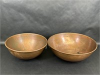 Two Large Heavy Duty Copper Bowls