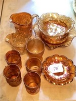 12 Pieces of Marigold Carnival Glassware