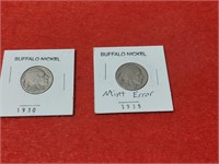 (2) Buffalo Nickels 1935 P & 1930 P
