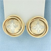 Diamond Cut Star Button Earrings in 14k Yellow and