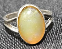 Sterling Ring w Yellow Stone Sz 3