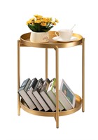 2 Tier Gold Side Table