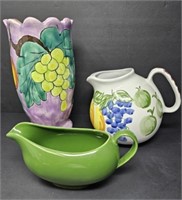 Painted Vase and Pitchers