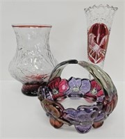 Etched and Textured Cranberry Glass Collection