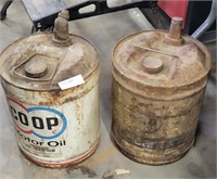 2 COOP MOTOR OIL FIVE-GAL. CANS