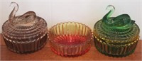 3 pc. Carnival Glass Dishes