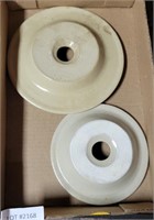 2 STONEWARE BUTTER CURN LIDS