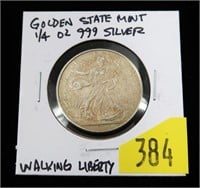 Walking Liberty 1/4 Troy oz. .999 silver Golden