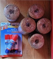 LOT OF JUTE TWINE AND GLUE