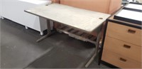 OFF WHITE METAL FRAME WORK TABLE APPROX. 54" X