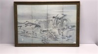 Print of Oriental scene in vintage frame. Frame